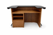 RAM Game Room Prohibition Series 60" Cocktail Home Bar in Matte Walnut with a black top.