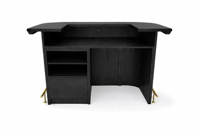 RAM Game Room Prohibition 60" Cocktail Home Bar in matte black with brass foot rail.