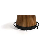 Matte black metal footrail with adjustable levelers for a Prohibition Series 60" poker table.