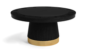 60" Prohibition Series poker table with matte black wood, vinyl playing surface, and vintage brass kick plate.