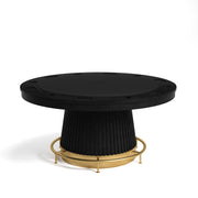 60" RAM Game Room Prohibition Series poker table, matte black wood with brass foot rail.