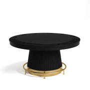 60" RAM Game Room Prohibition Series poker table, matte black wood with brass foot rail.