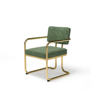 RAM Game Room Prohibition Series dining chair with vintage green fabric and brass frame.