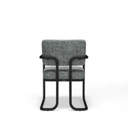 RAM Game Room Prohibition Series dining chair with vintage gray material and matte black frame.