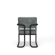 RAM Game Room Prohibition Series dining chair with vintage gray material and matte black frame.