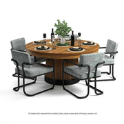 RAM Game Room Prohibition Series dining chair with vintage gray material and matte black frame.