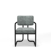 RAM Game Room Prohibition Series dining chair with vintage gray material and matte black frame.