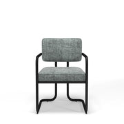 RAM Game Room Prohibition Series dining chair with vintage gray material and matte black frame.
