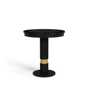 RAM Prohibition Series Pub Table, matt black, 30" wide top, textured laminate inlay, gold band accent.