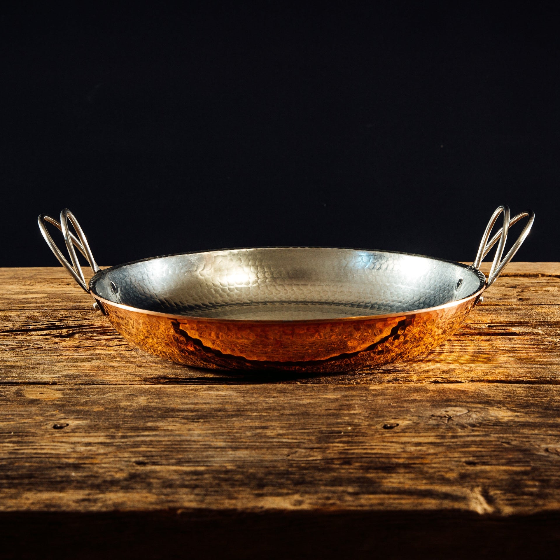 Alicante Copper Paella Pan - alternate angle