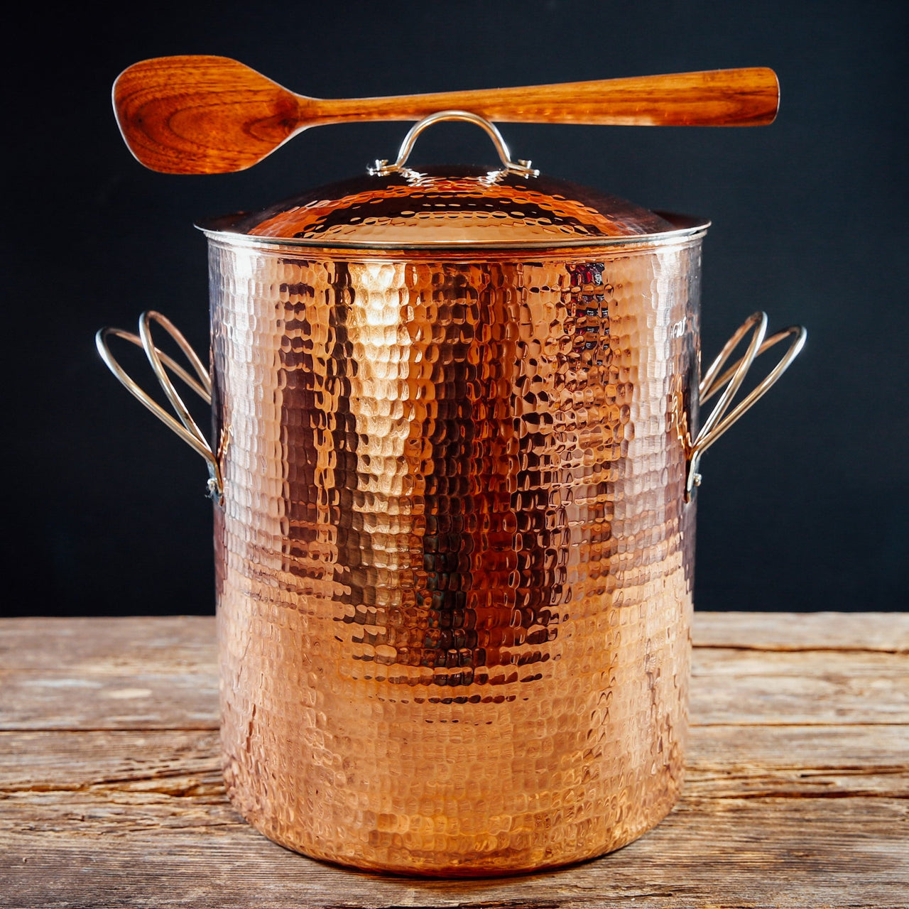 Big, Beautiful Copper Stock Pots hammered copper