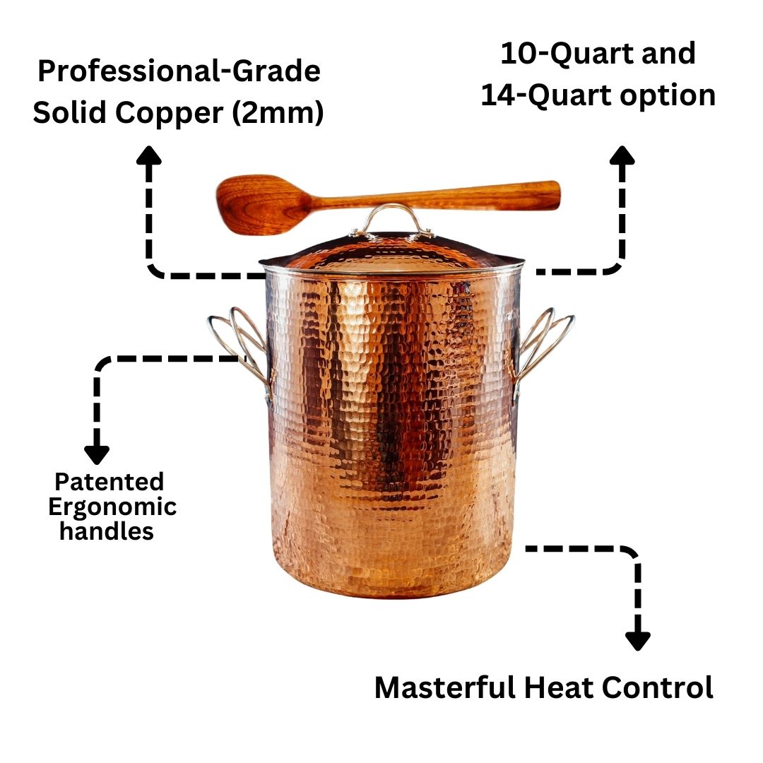 Big, Beautiful Copper Stock Pots - detail view