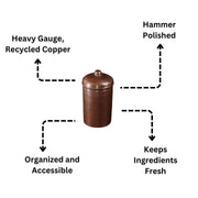 Copper Kitchen Canisters - Complete 5 piece Set - detail view