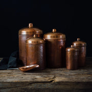 Copper Kitchen Canisters - Complete 5 piece Set - alternate angle
