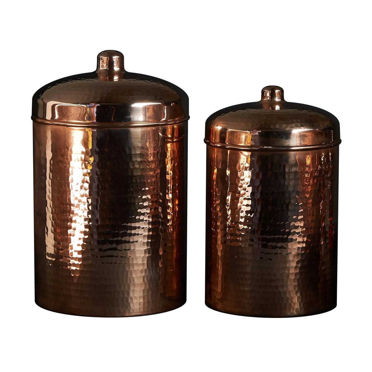 Copper Kitchen Canisters - Large Set, 2 Pieces hammered copper