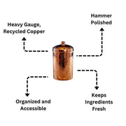 Copper Kitchen Canisters - Large Set, 2 Pieces - detail view
