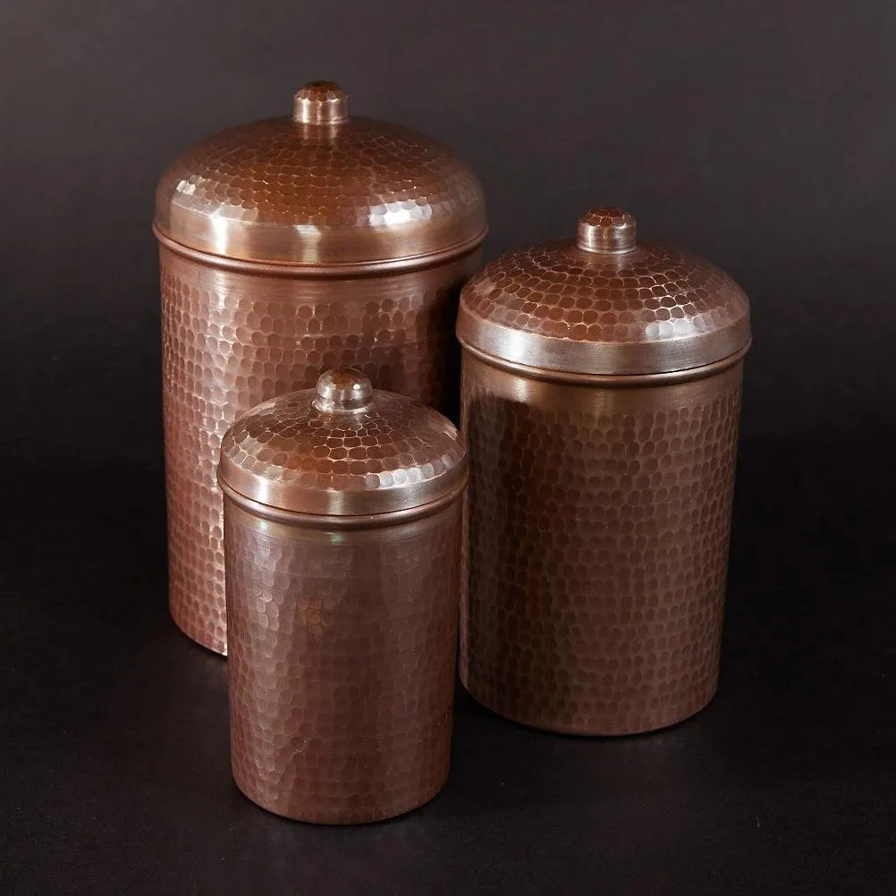 Copper Kitchen Canisters - Small Set, 3 Pieces - alternate angle