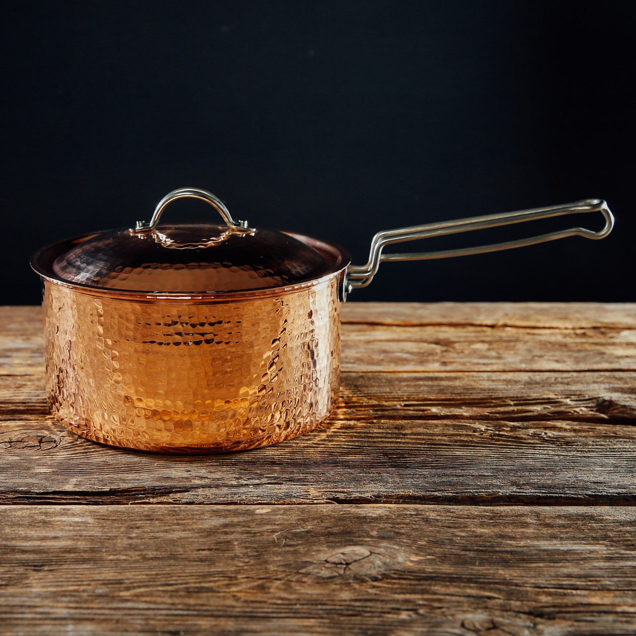 Copper Saucepan 1.5 quart and 2.5 quart hammered copper