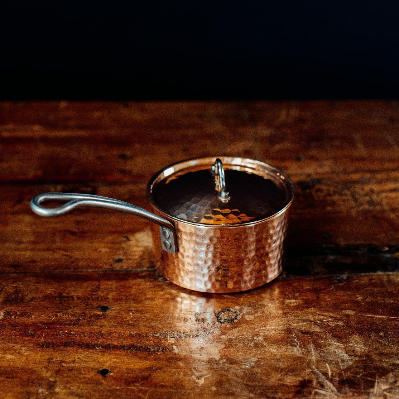 Petite French Copper Butter Pot With Lid hammered copper