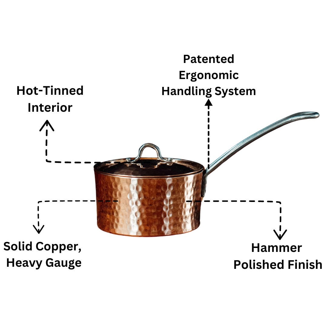 Petite French Copper Butter Pot With Lid - detail view