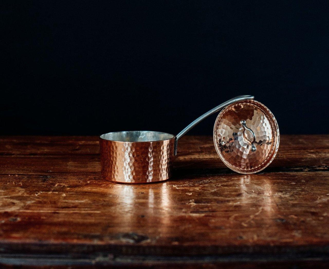 Petite French Copper Butter Pot With Lid - alternate angle