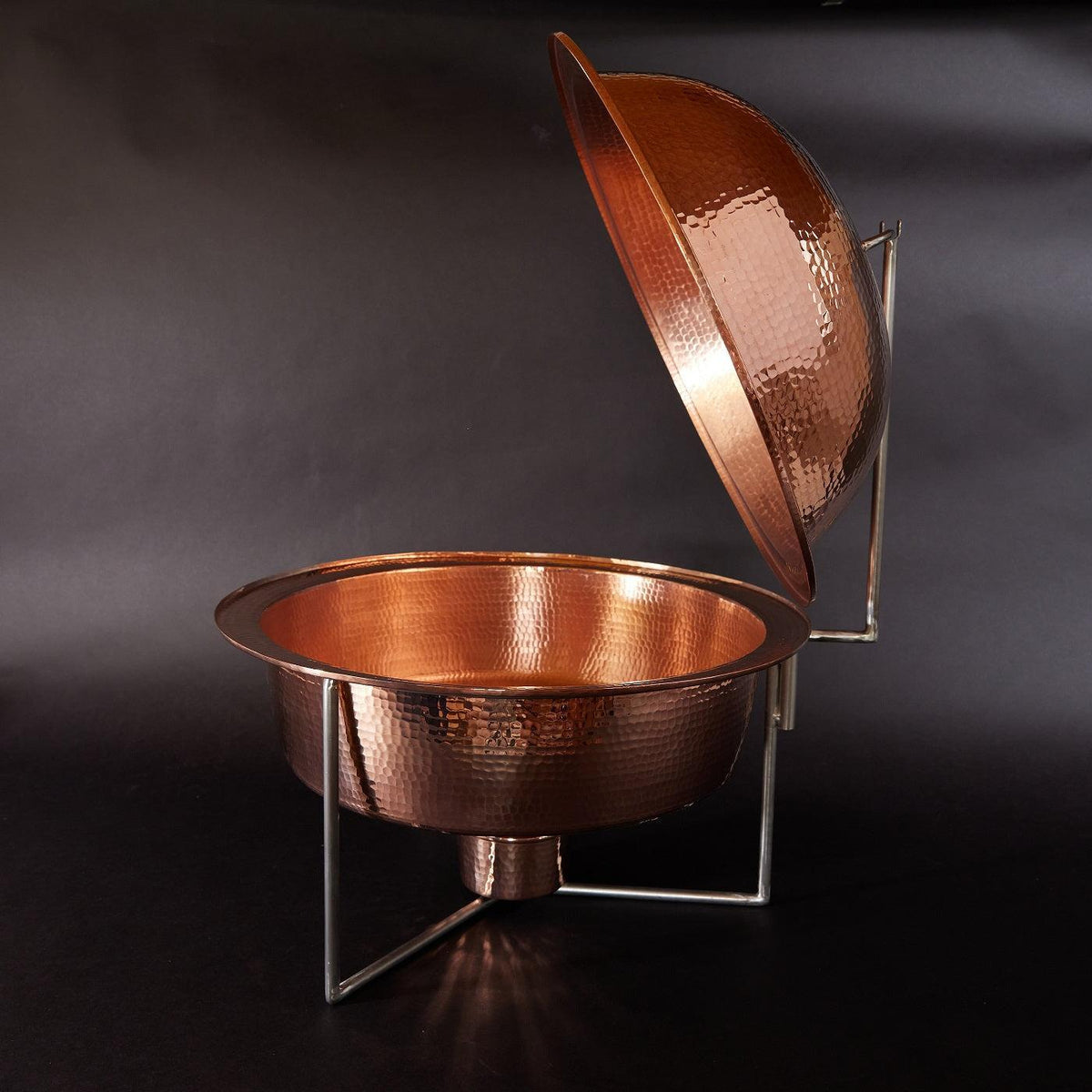 Round Copper Chafing Dish - alternate angle