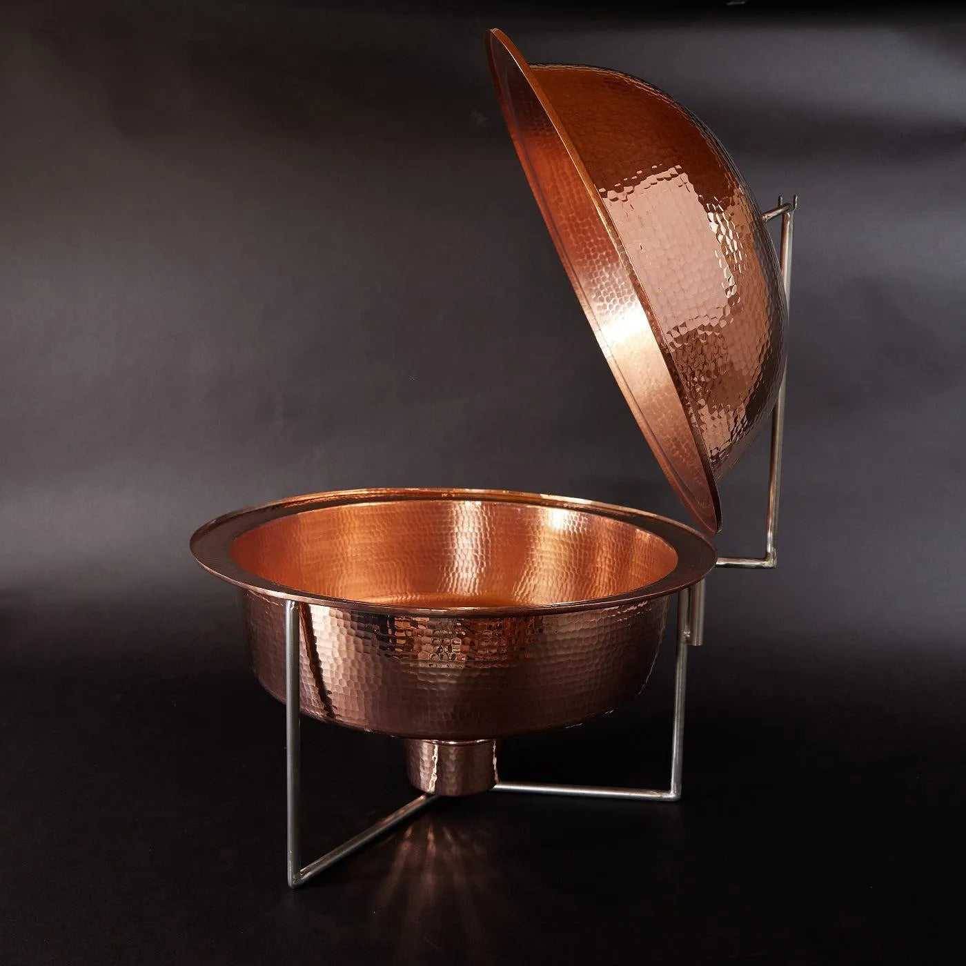 Round Copper Chafing Dish - alternate angle