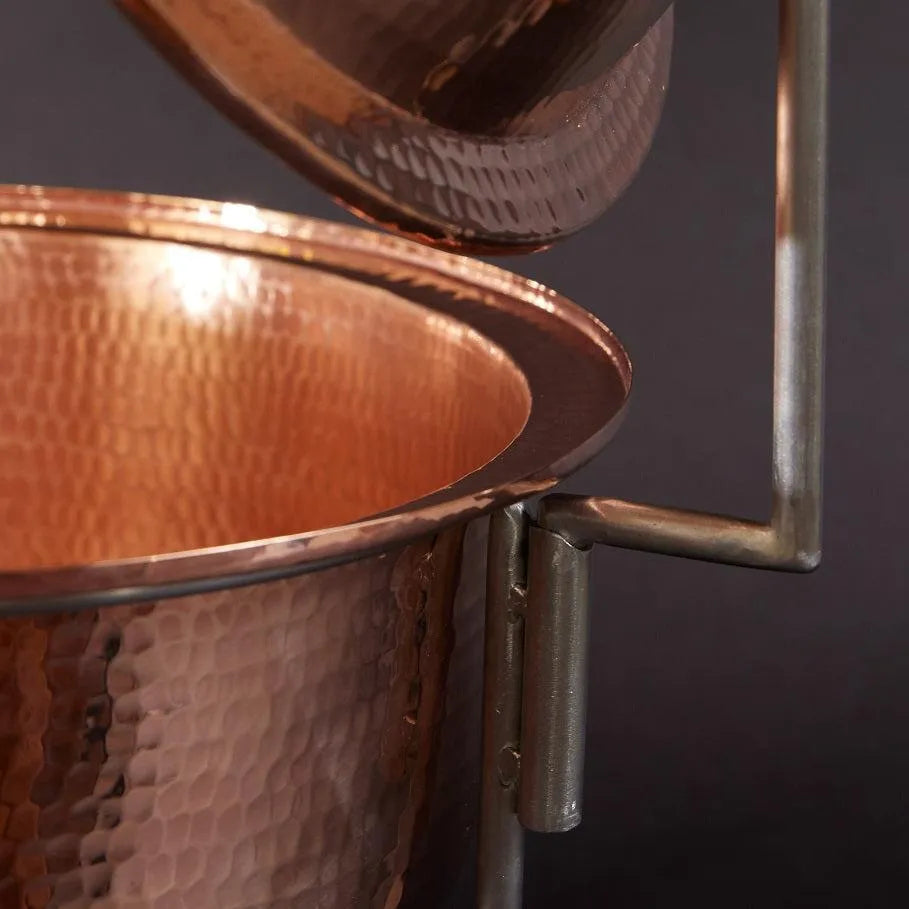Round Copper Chafing Dish - in use