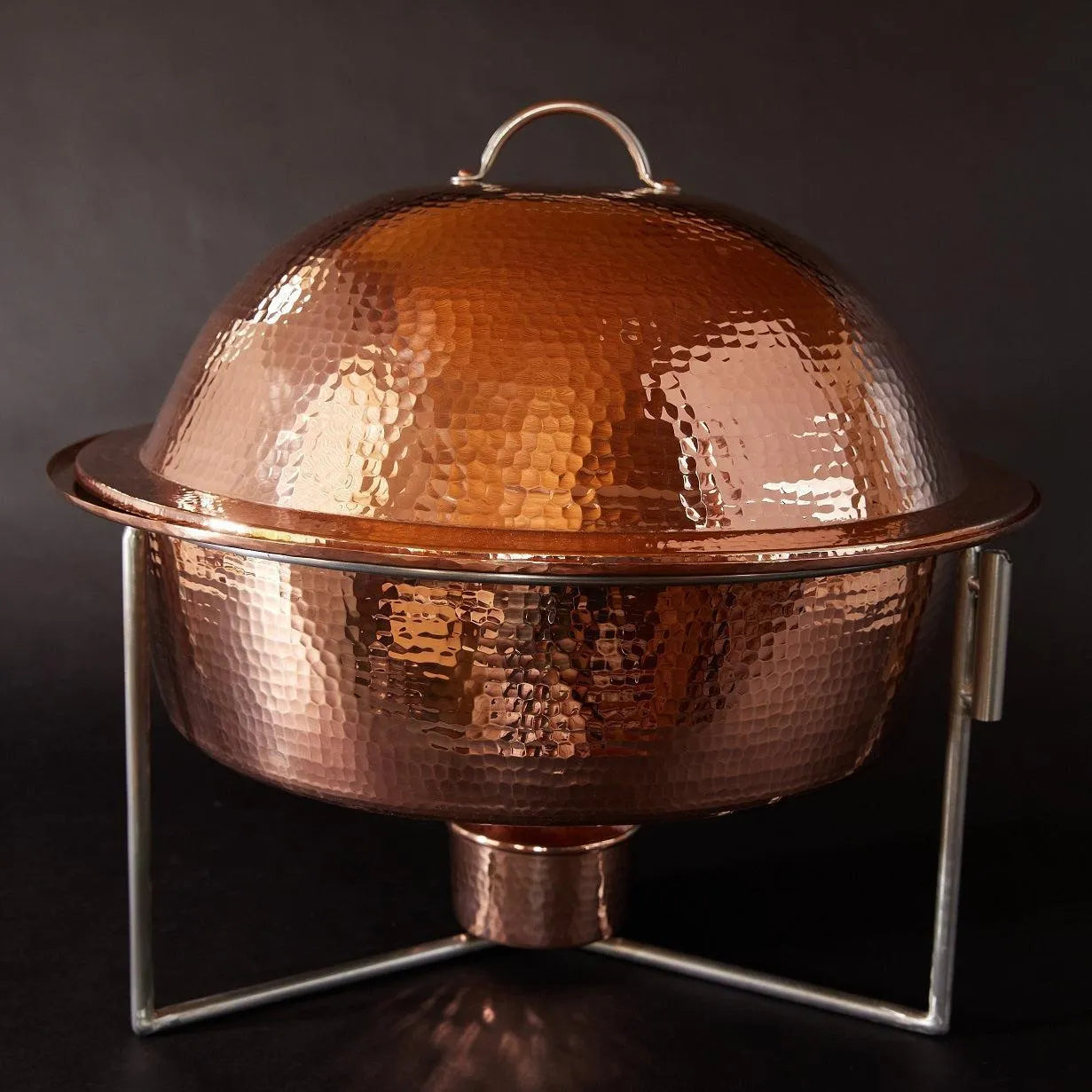 Round Copper Chafing Dish hammered copper