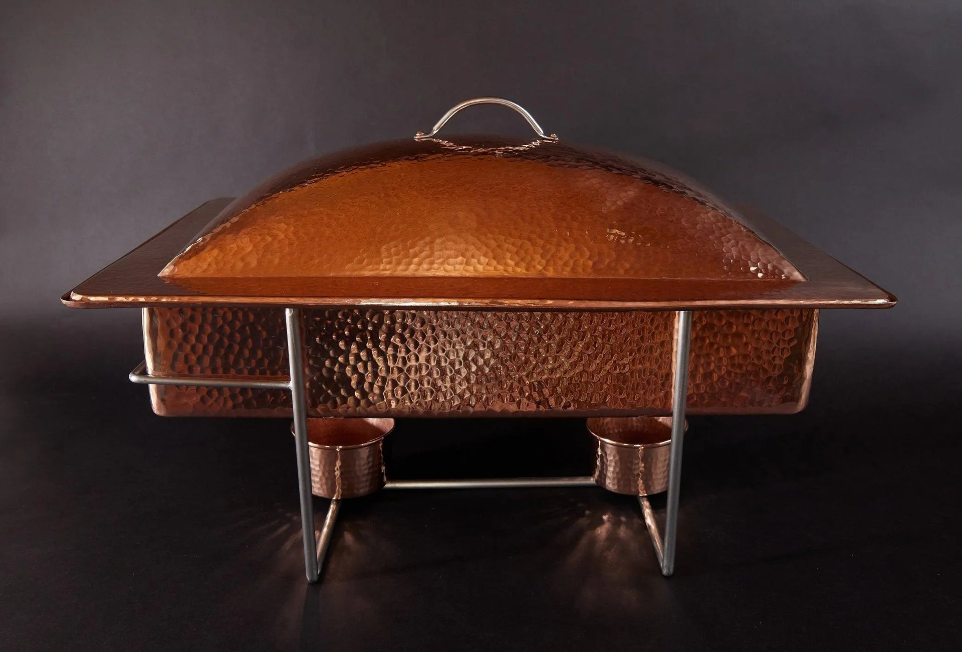 Syracuse Rectangular Copper Chafer, 8 qt hammered copper