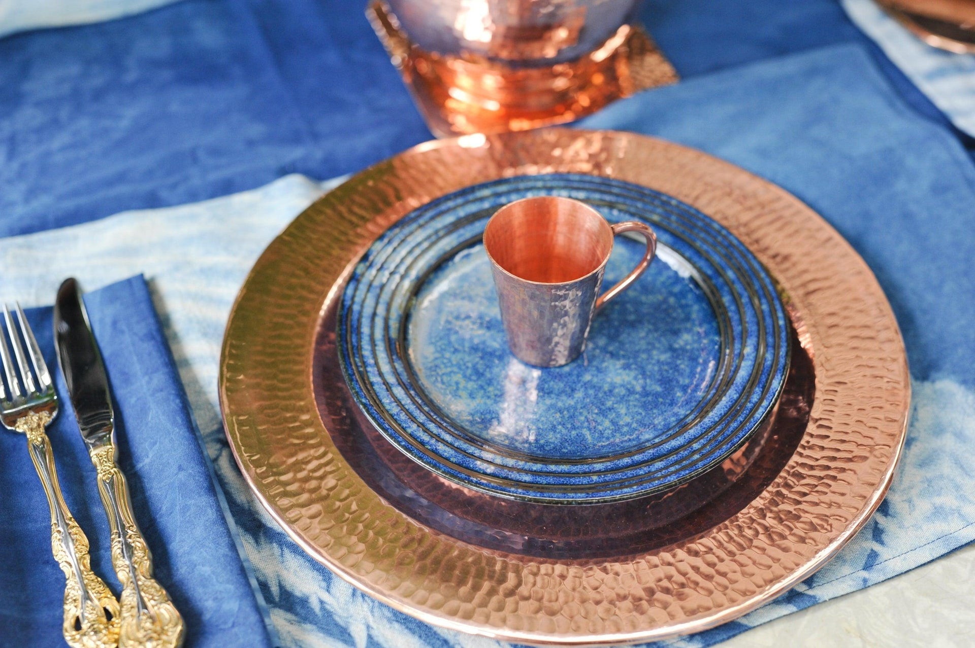 Thessaly 13 Copper Charger Plates - detail view