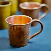 Solid Copper Mule Mug, Copper Handle, 12 oz - in use