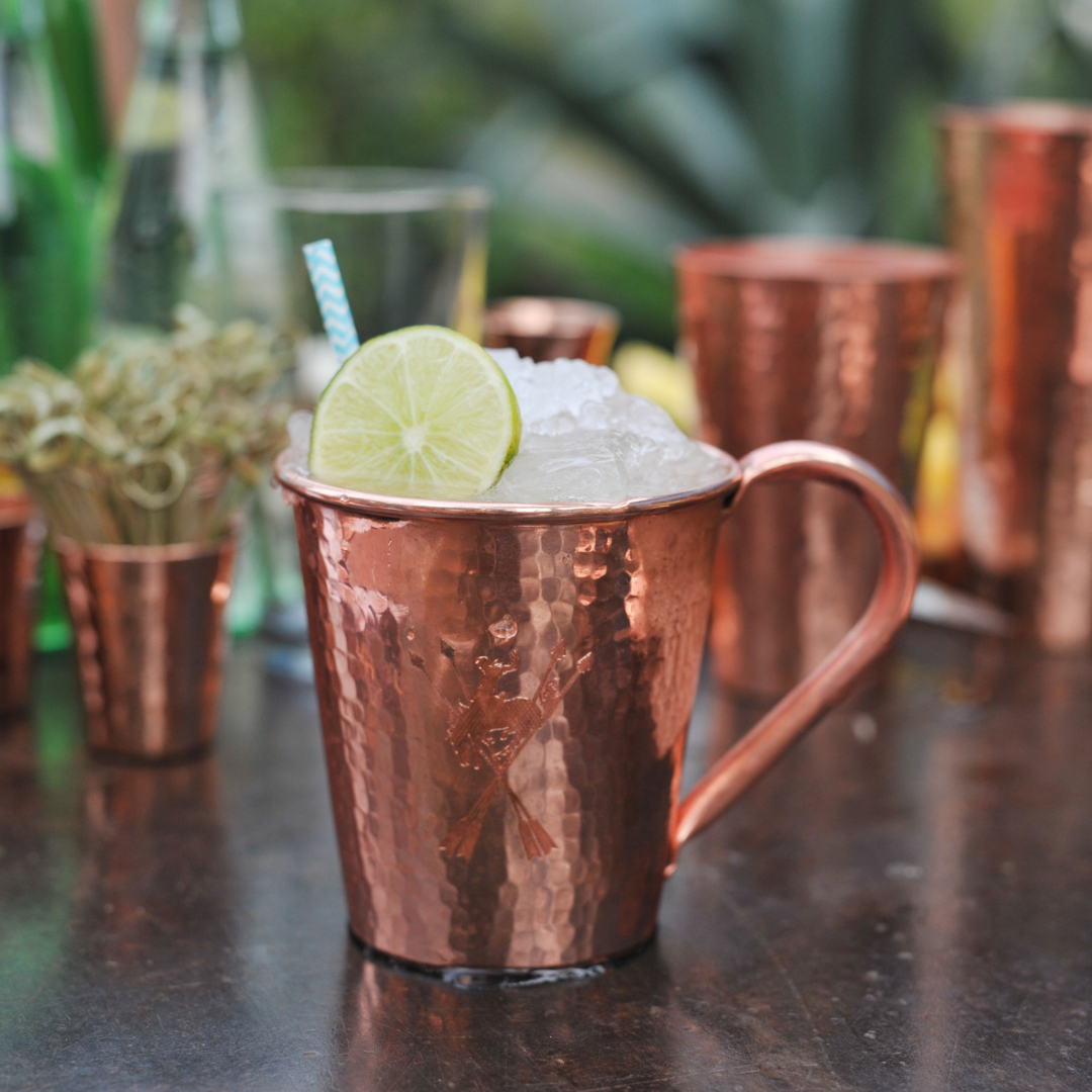 Solid Copper Mule Mug, Copper Handle, 18 oz - detail view