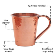Solid Copper Mule Mug, Copper Handle, 18 oz - angle 8