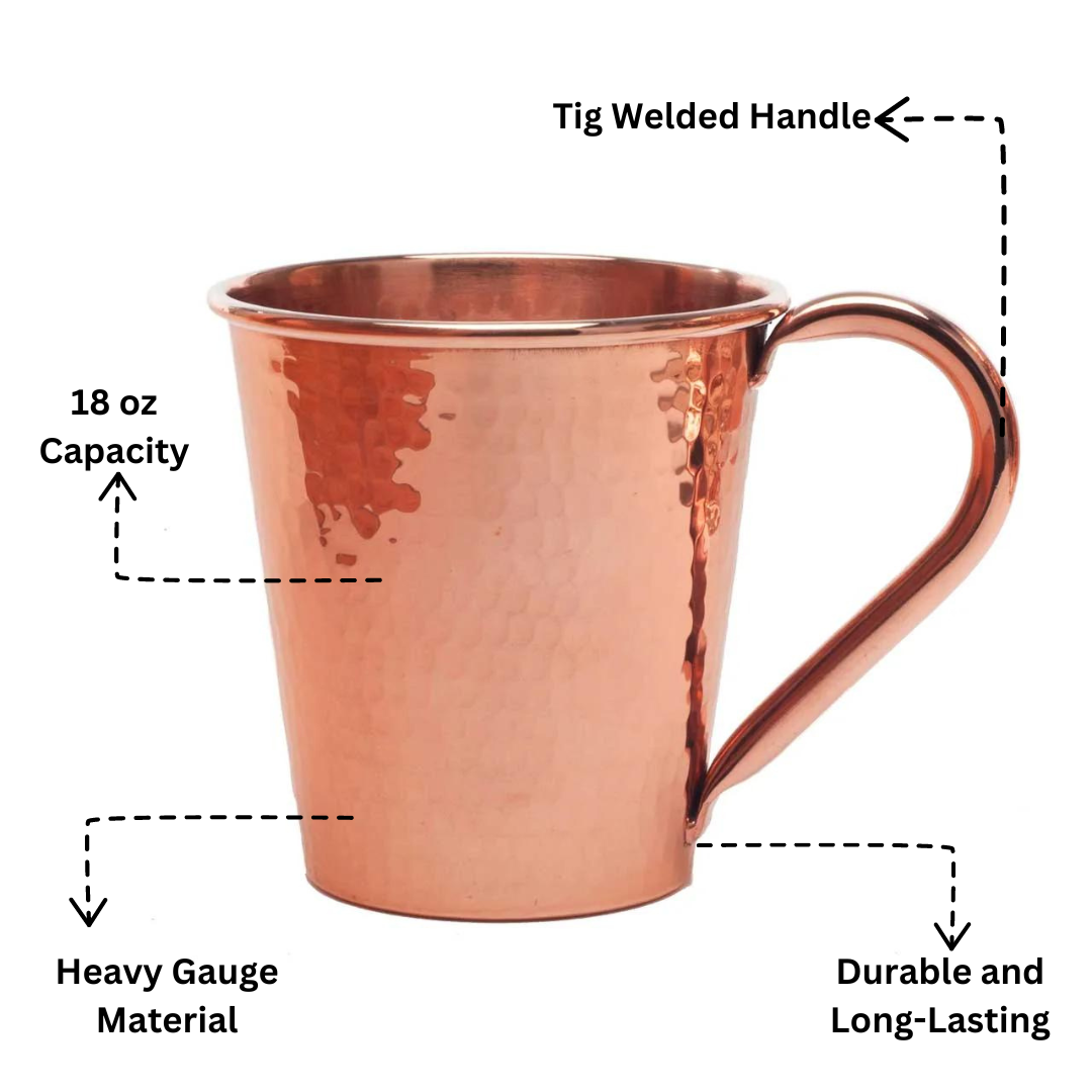 Solid Copper Mule Mug, Copper Handle, 18 oz - angle 8