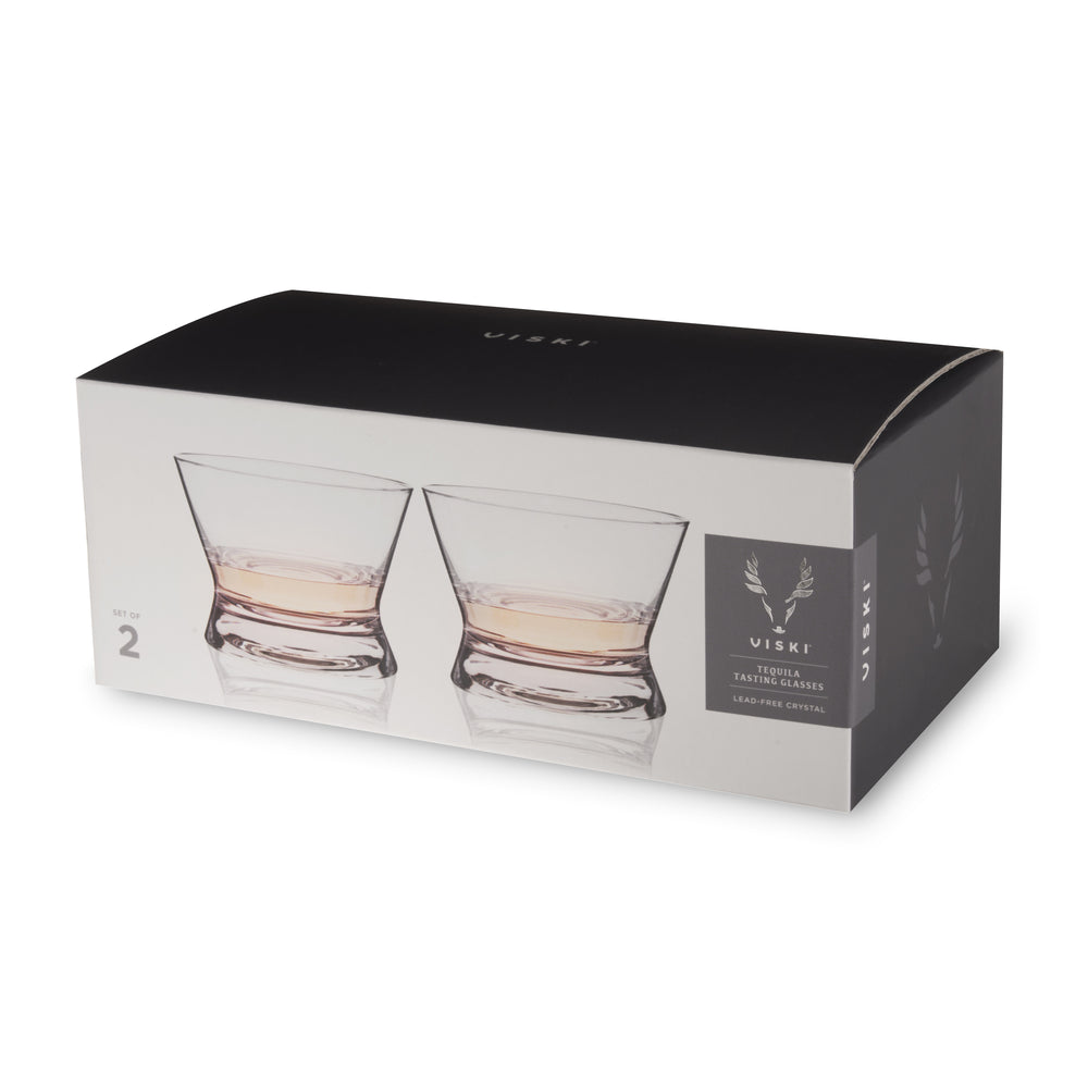 Viski Raye Crystal Tequila Tasting Glasses, Set of 2