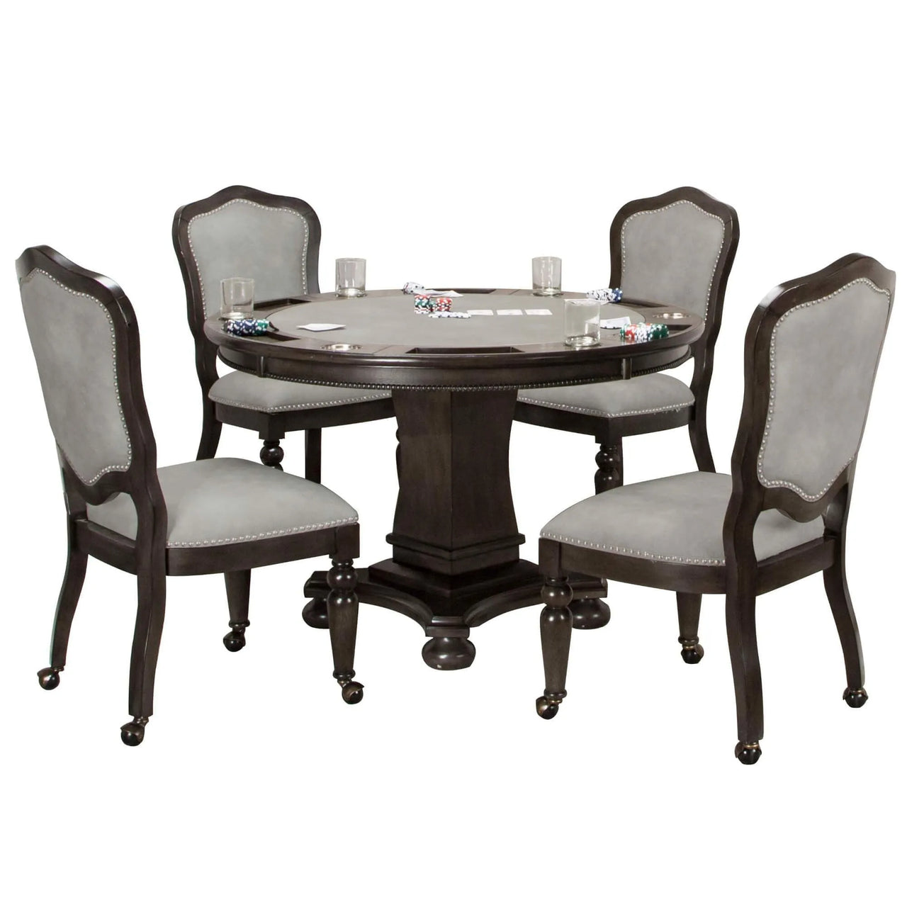 Sunset Trading 5 Piece Vegas 48" Round Dining and Poker Table Set with Reversible Game Top - hero view