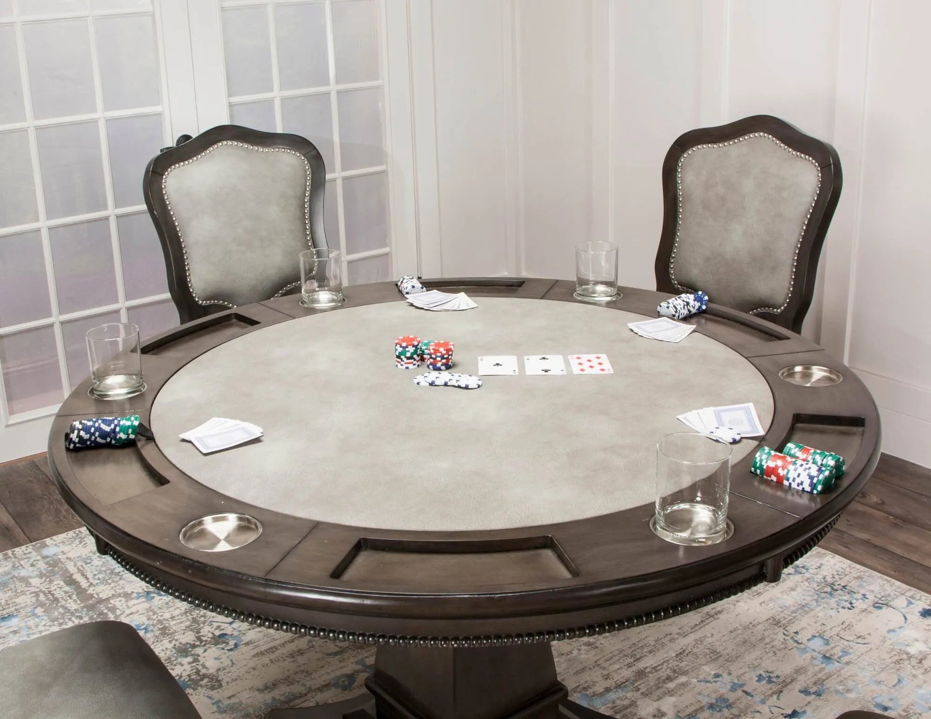 Sunset Trading 5 Piece Vegas 48" Round Dining and Poker Table Set with Reversible Game Top - alternate angle