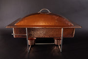 Syracuse Rectangular Copper Chafer, 8 qt hammered copper