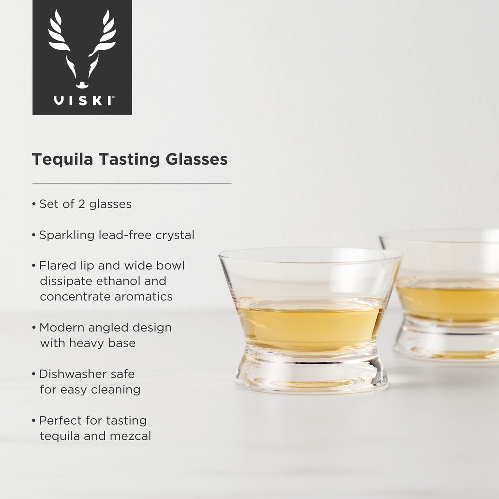 Viski Raye Crystal Tequila Tasting Glasses, Set of 2