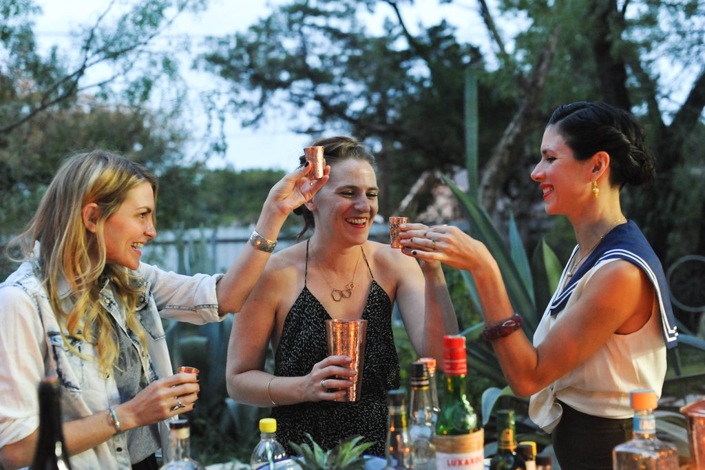 Tequilero Copper Shot Cup - in use