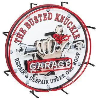 The Busted Knuckle Garage Neon Sign - detail view
