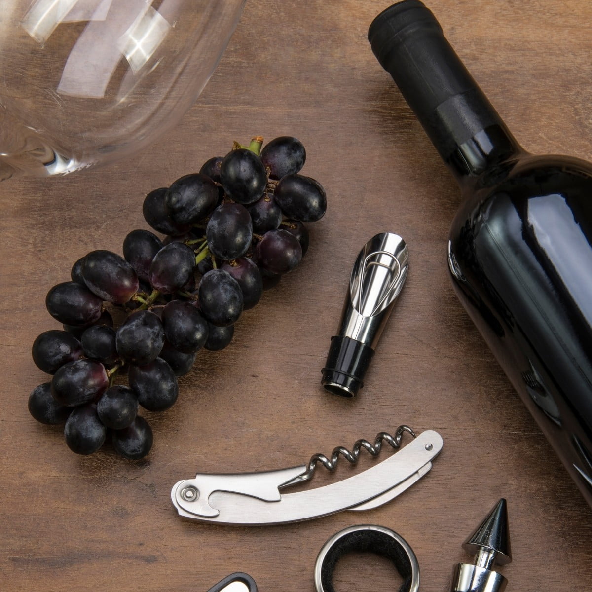 Admiral oversize corkscrew with chrome gear-shift bottle stopper