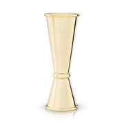 Viski Belmont large Japanese-style double jigger in polished gold stainless steel, with 1 and 2 oz sections.