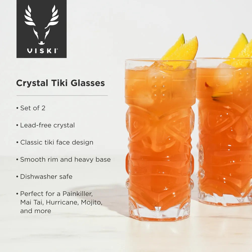 Viski Pacific Crystal Tiki Glasses, Set of 2