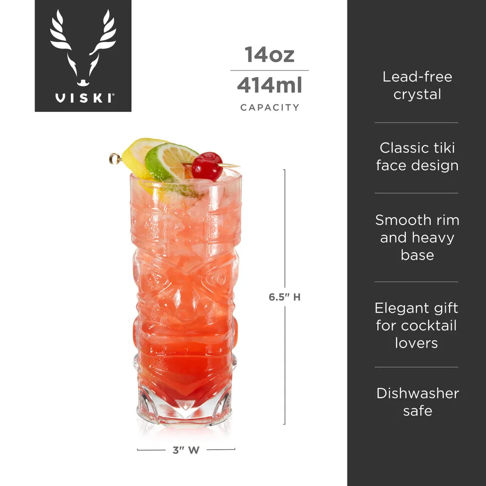 Viski Pacific Crystal Tiki Glasses, Set of 2