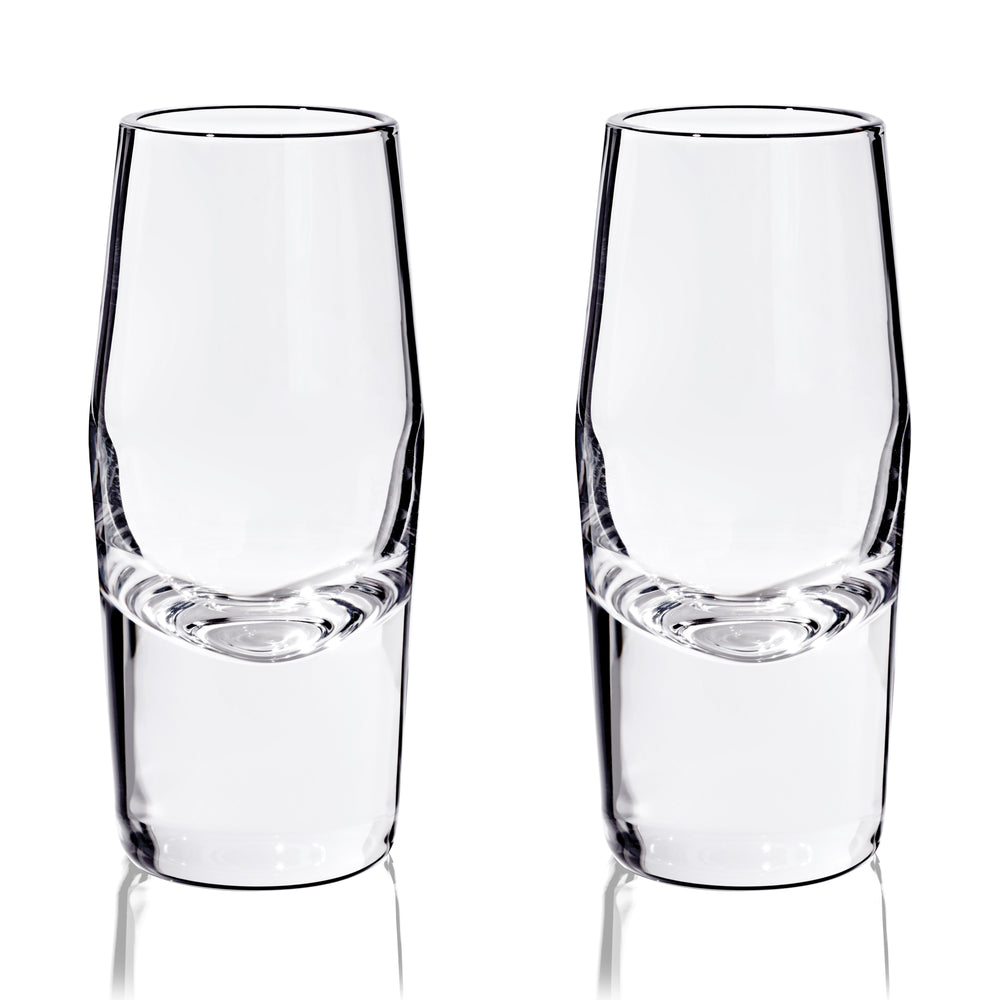 Viski Raye Crystal Heavy Base Shot Glasses, Set of 2