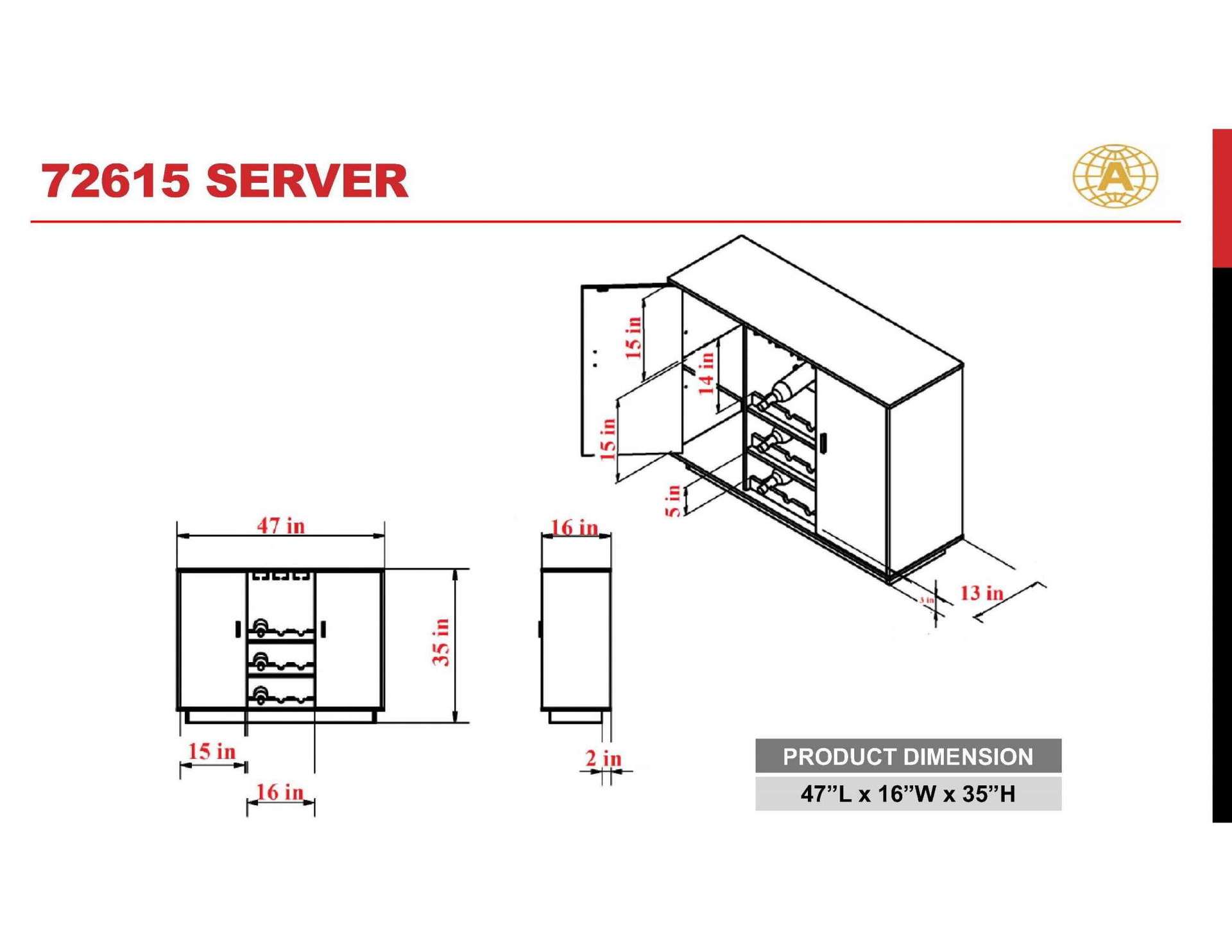 ACME Furniture Hazen Server 72615 - in use