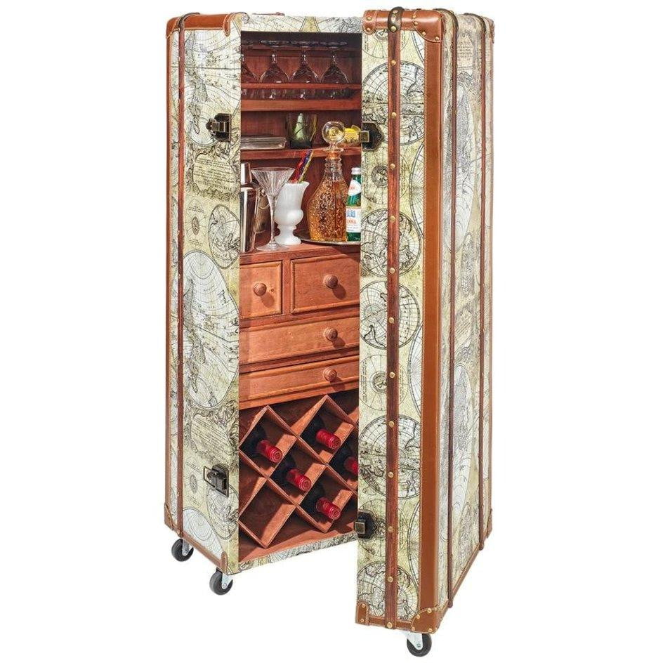 Italian-Style World Map Cocktail Bar Steamer Trunk – The Bar Warehouse