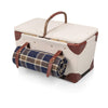 Picnic Time- Pioneer Picnic Basket, (Beige Canvas with Navy Blue & Brown Accents) - The Bar Warehouse